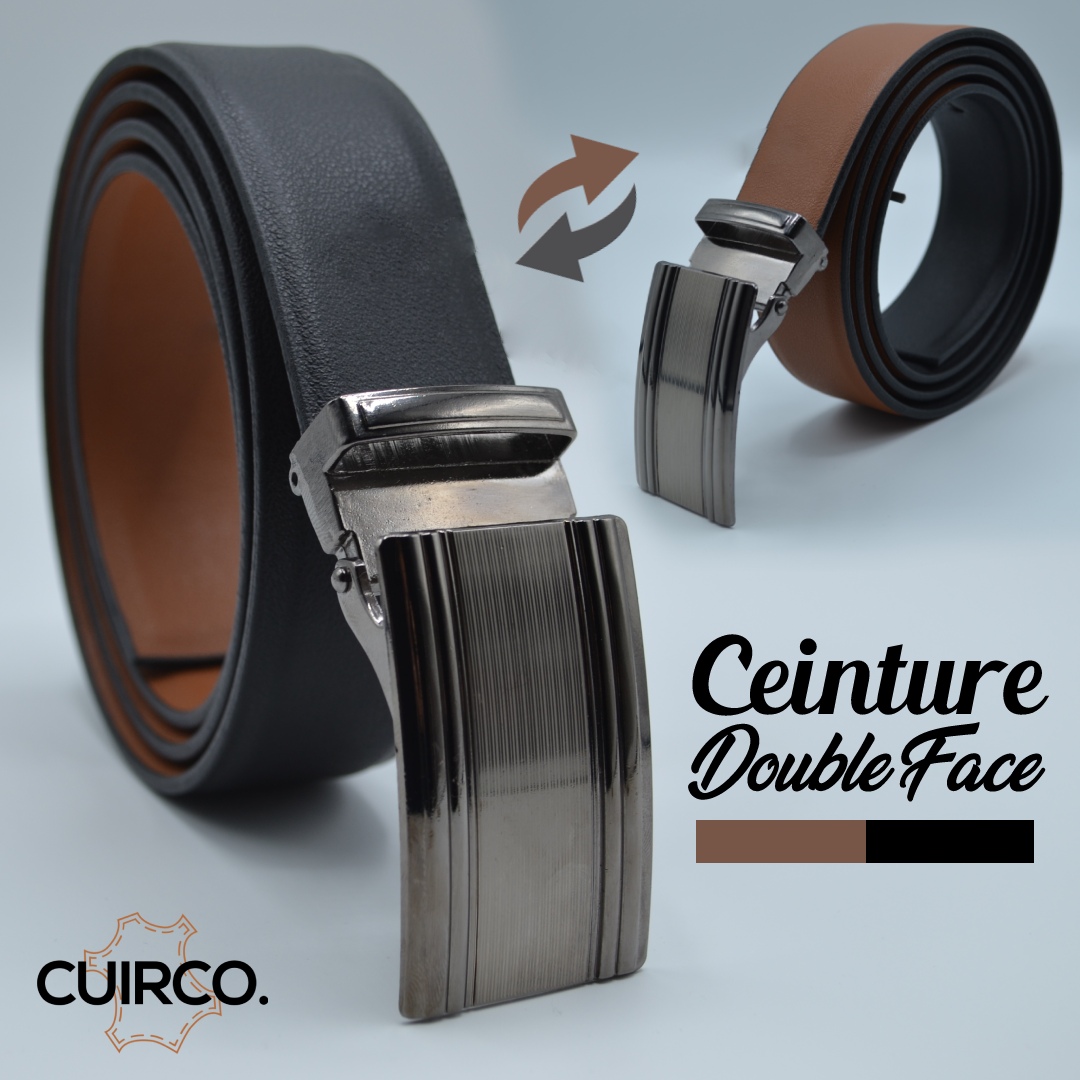 marron/noir Double face ceinture en cuir pour utilisation universelle-unisexe 136.5cmX3.7cm 